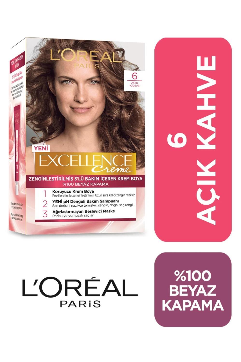 Loreal Excellence 6 Açık Kahve Saç Boyası,L�Oreal Paris,Saç Bakım